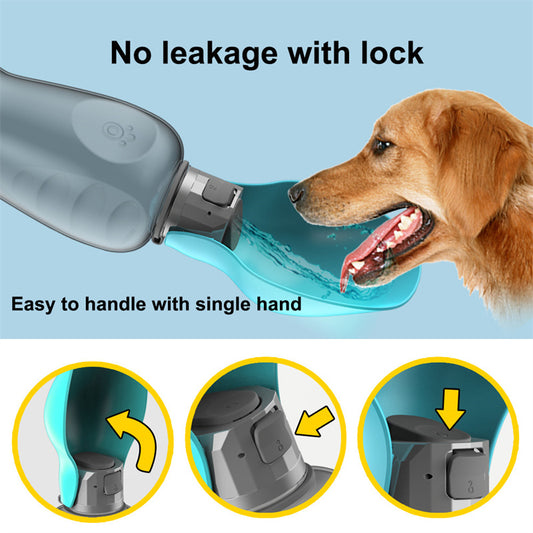 Portable Leakproof Dog Water Bottle with Foldable Bowl