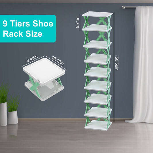 9-Tier Narrow Shoe Rack – Vertical Space-Saving Organizer