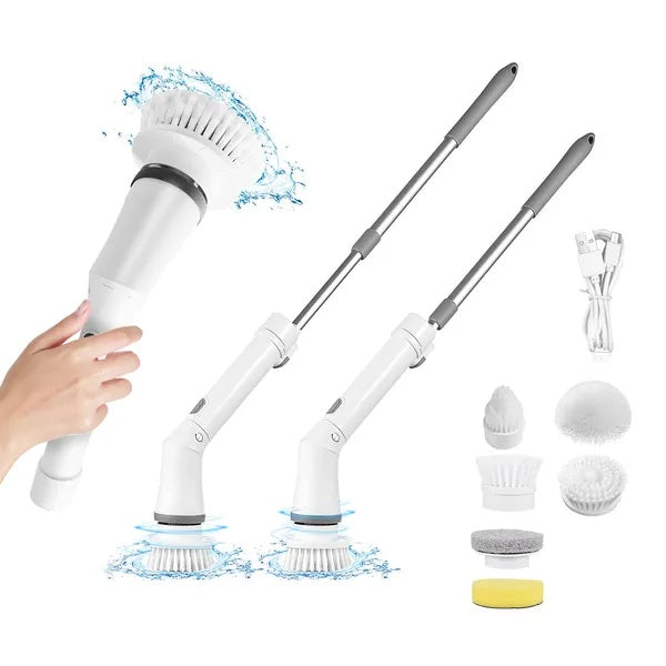 Electric Spin Scrubber – Cordless Telescopic Cleaning Brush (6 Heads)