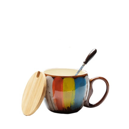 Creative Ceramic Mug with Lid & Spoon – Coffee & Breakfast Cup