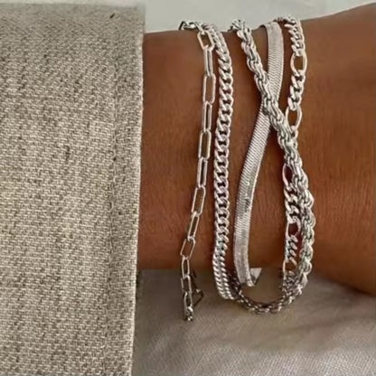 14K Silver Plated Dainty Bracelet Set (5PCS)