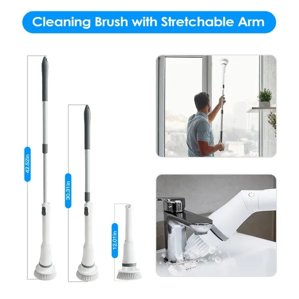 Electric Spin Scrubber – Cordless Telescopic Cleaning Brush (6 Heads)