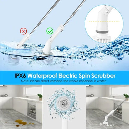 Electric Spin Scrubber – Cordless Telescopic Cleaning Brush (6 Heads)