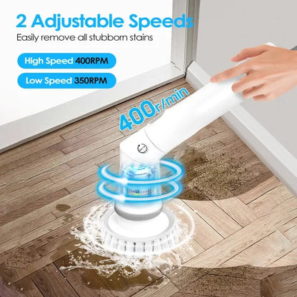 Electric Spin Scrubber – Cordless Telescopic Cleaning Brush (6 Heads)