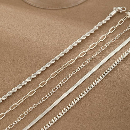 14K Silver Plated Dainty Bracelet Set (5PCS)