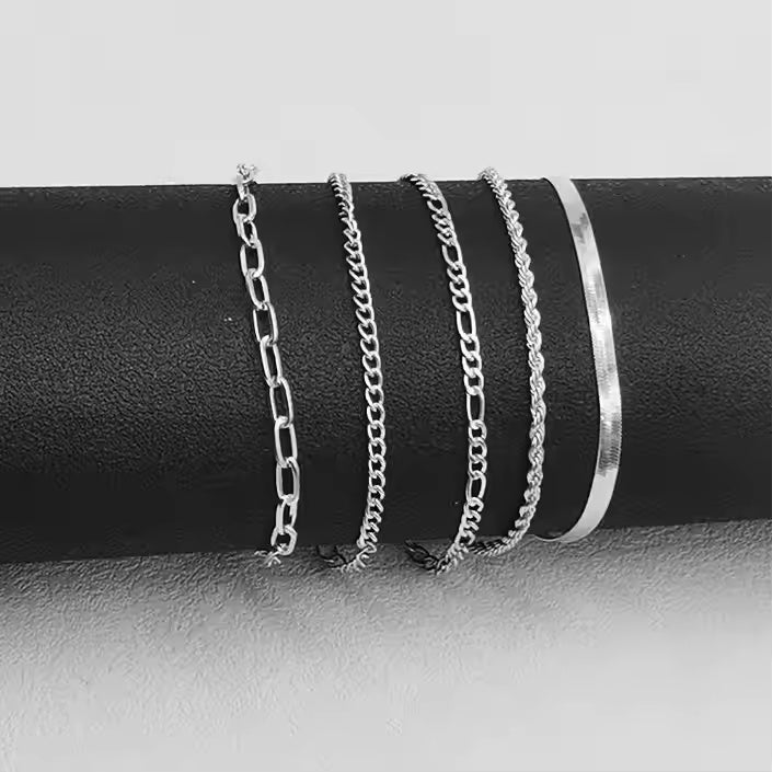 14K Silver Plated Dainty Bracelet Set (5PCS)