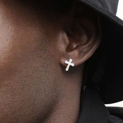 Korean Zircon Cross Stud Earrings – Unisex