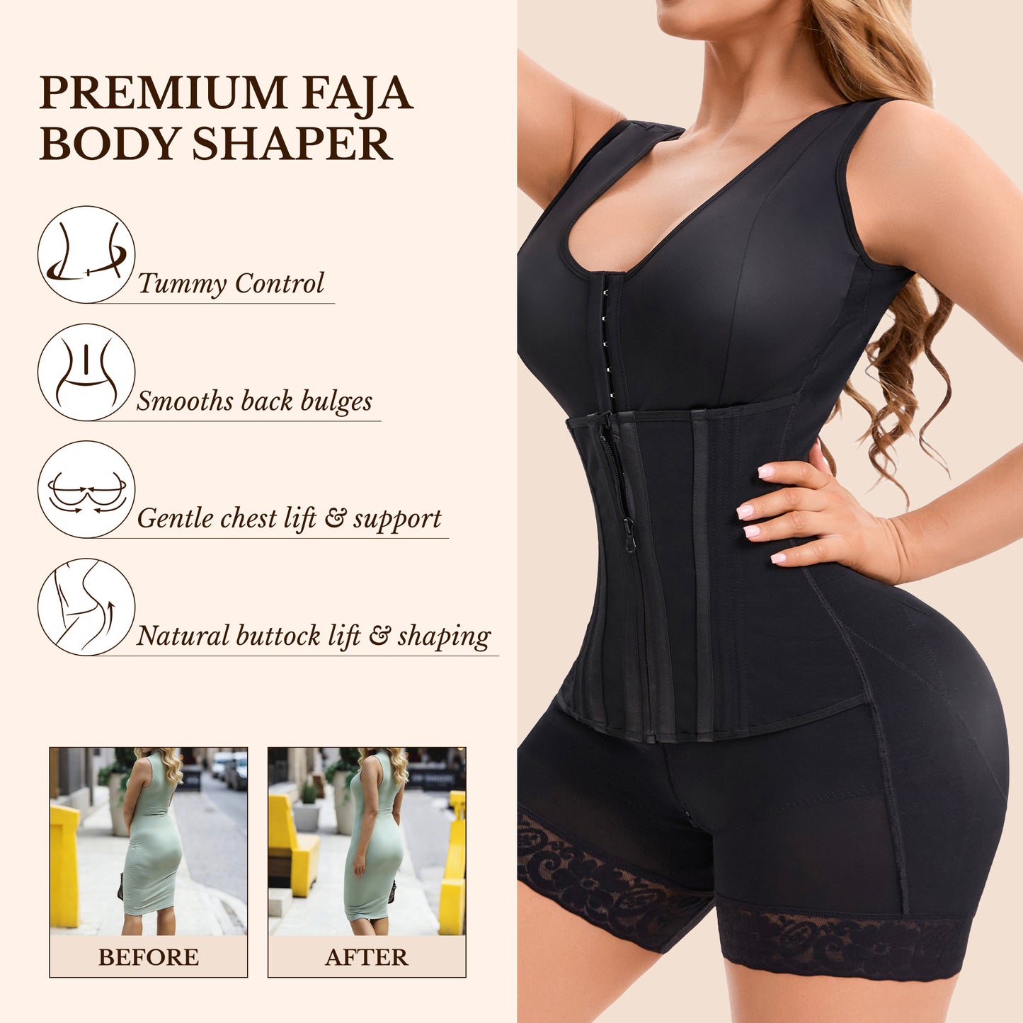 Overbust Full Body Shapewear – Tummy Control & Butt Lifter Compression Garment