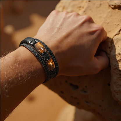 Tiger Eye Stone Bracelet – Handmade Leather, Unisex