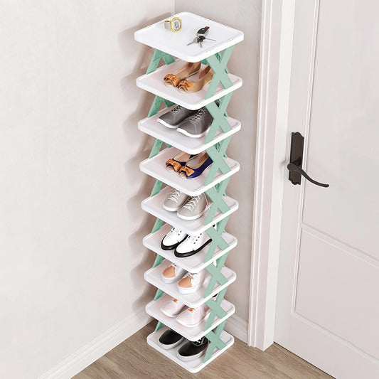 9-Tier Narrow Shoe Rack – Vertical Space-Saving Organizer