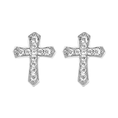 Korean Zircon Cross Stud Earrings – Unisex