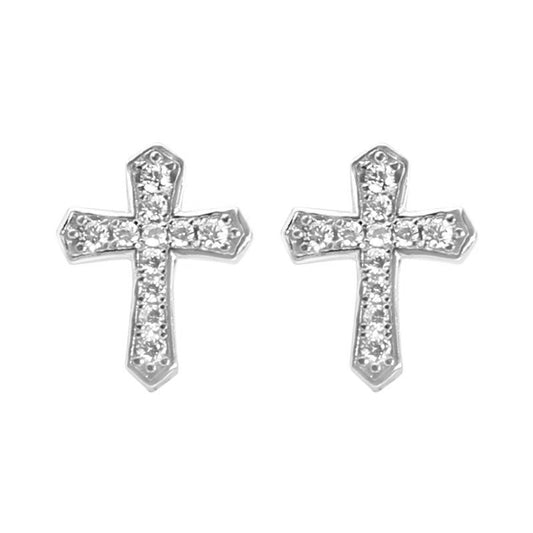 Korean Zircon Cross Stud Earrings – Unisex