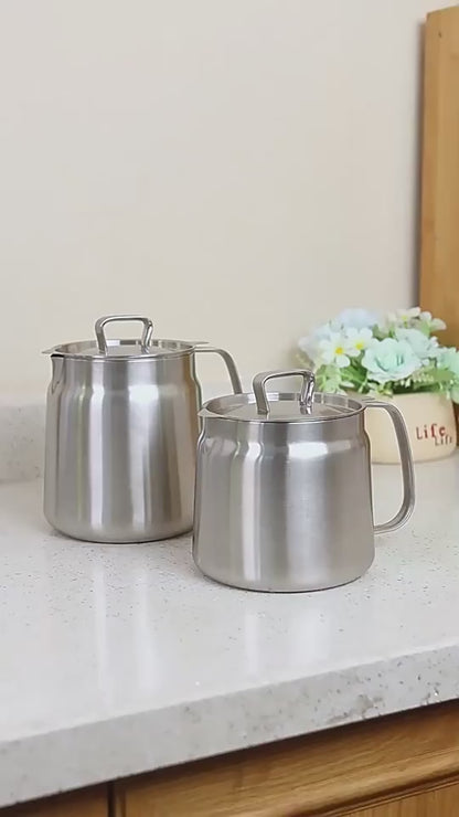 2L Stainless Steel Kitchen Filter Pot with Frying Basket